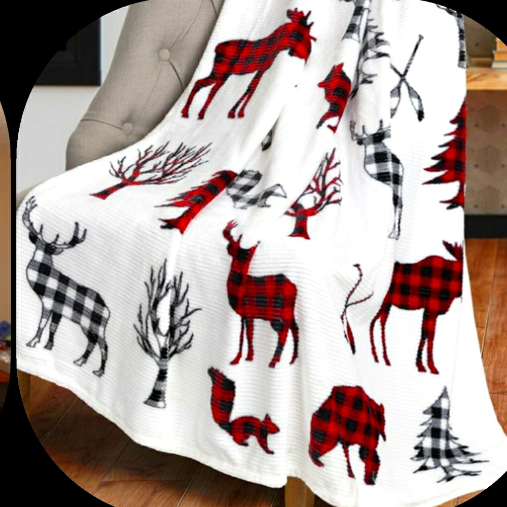 Flannel Ribbed Red black  Buffalo 60x48